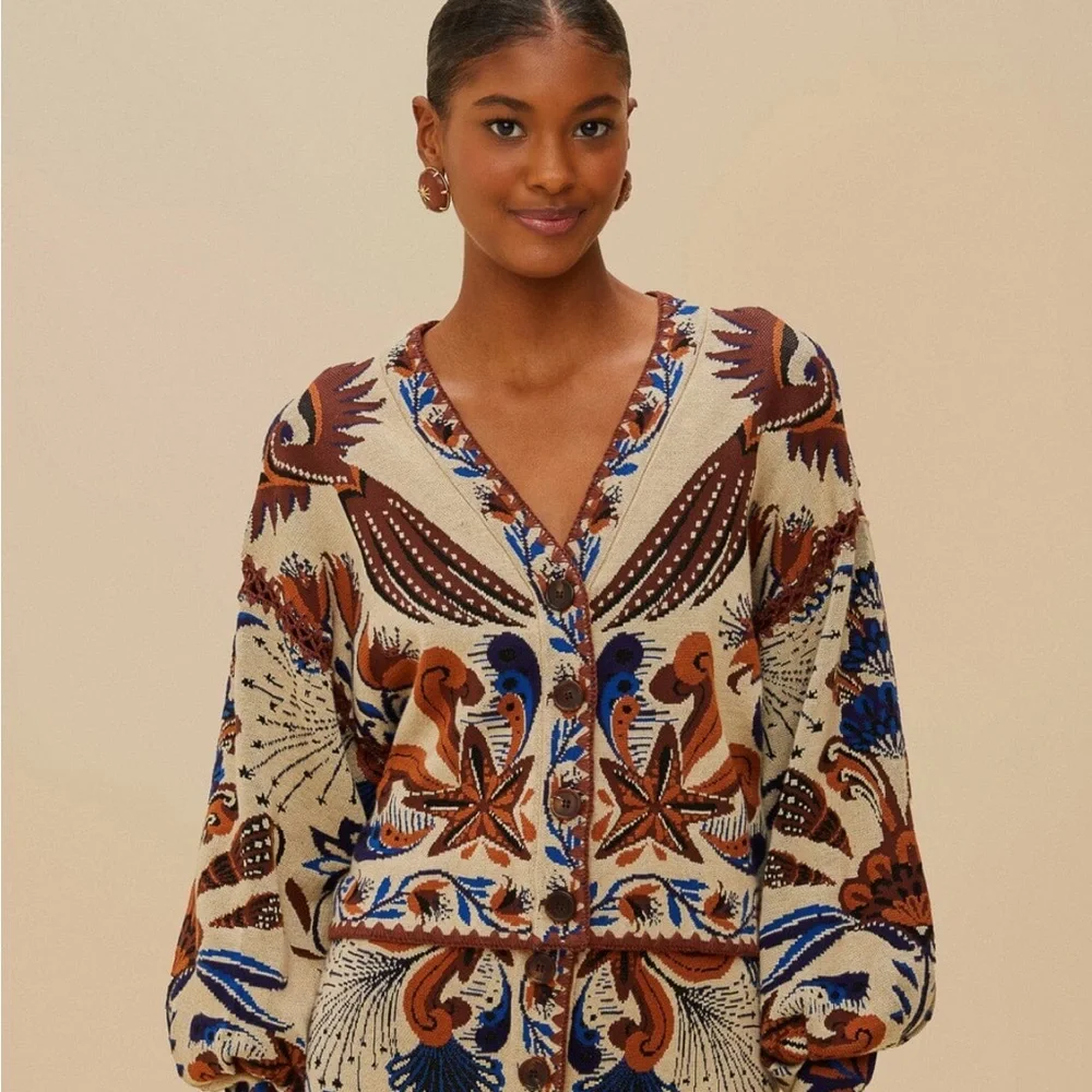 Farm Rio Land Nature Sand Knit Cardigan - Picture 2 of 11